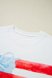 Flag Bow Graphic Tee – White