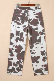 Cow Print Pocket Detail Jeans
