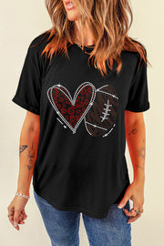 Football Heart Tee | Rhinestone Graphic