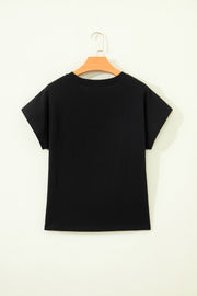 Leopard Bow Embroidered Tee – Black