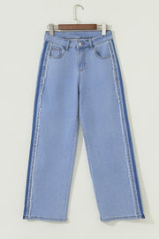 Contrast Stripe Wide Leg Jeans