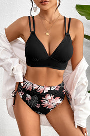 Ribbed High-Waist Bikini Set – Black