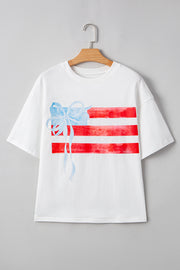 Flag Bow Graphic Tee – White