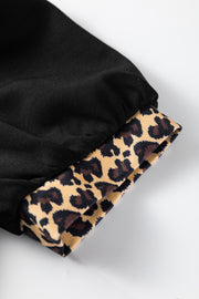Leopard Patchwork Zip Collar Mini Dress – Black
