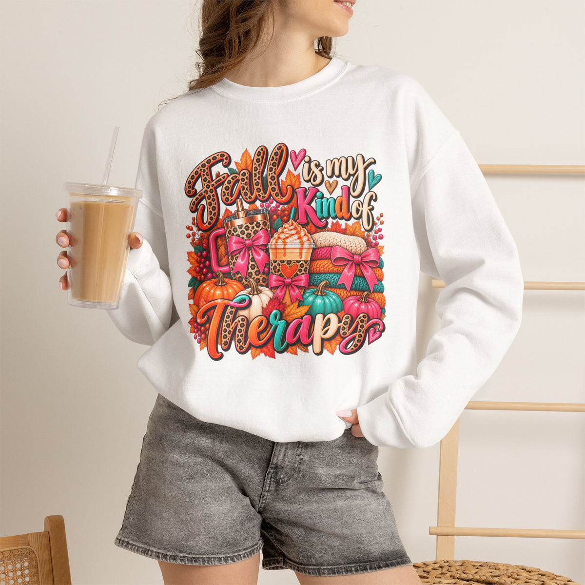 Fall Is My Kind of Therapy | Graphic Crewneck Sweatshirt