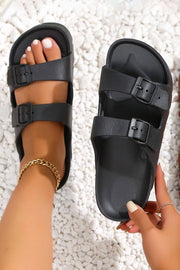 Dual Buckle Platform Sandals