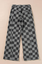 Vintage Check Wide Leg Denim