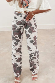 Cow Print Pocket Detail Jeans