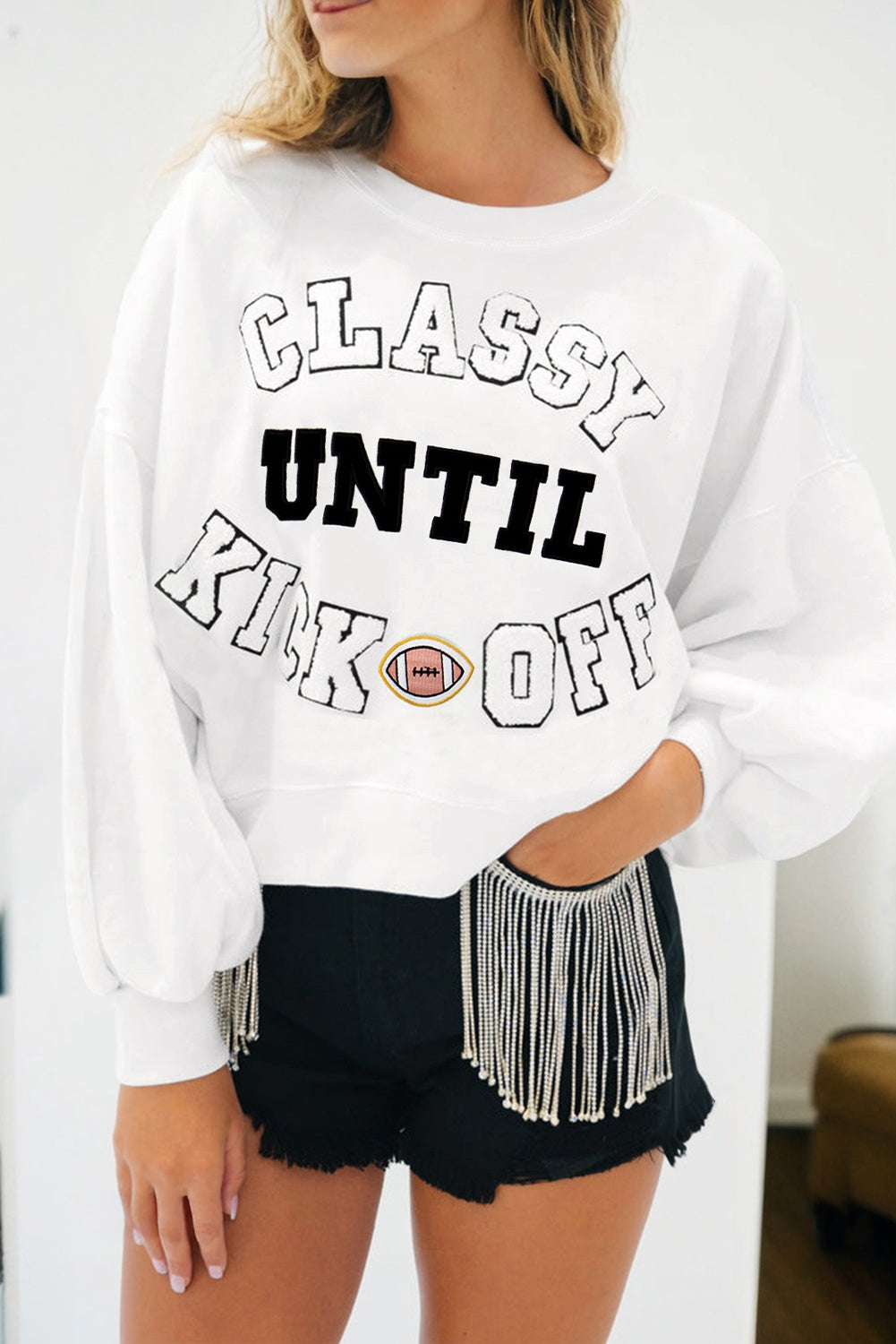 Classy Until Kickoff Sweatshirt | Plush Patch Graphic
