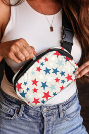 Star Print Crossbody Bag – White