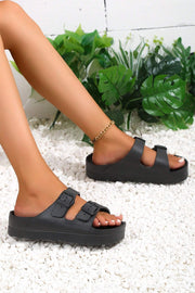 Dual Buckle Platform Sandals