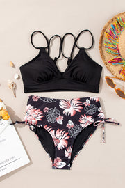 Ribbed High-Waist Bikini Set – Black