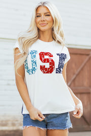 USA Color Block Dolman Tee – White
