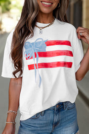 Flag Bow Graphic Tee – White