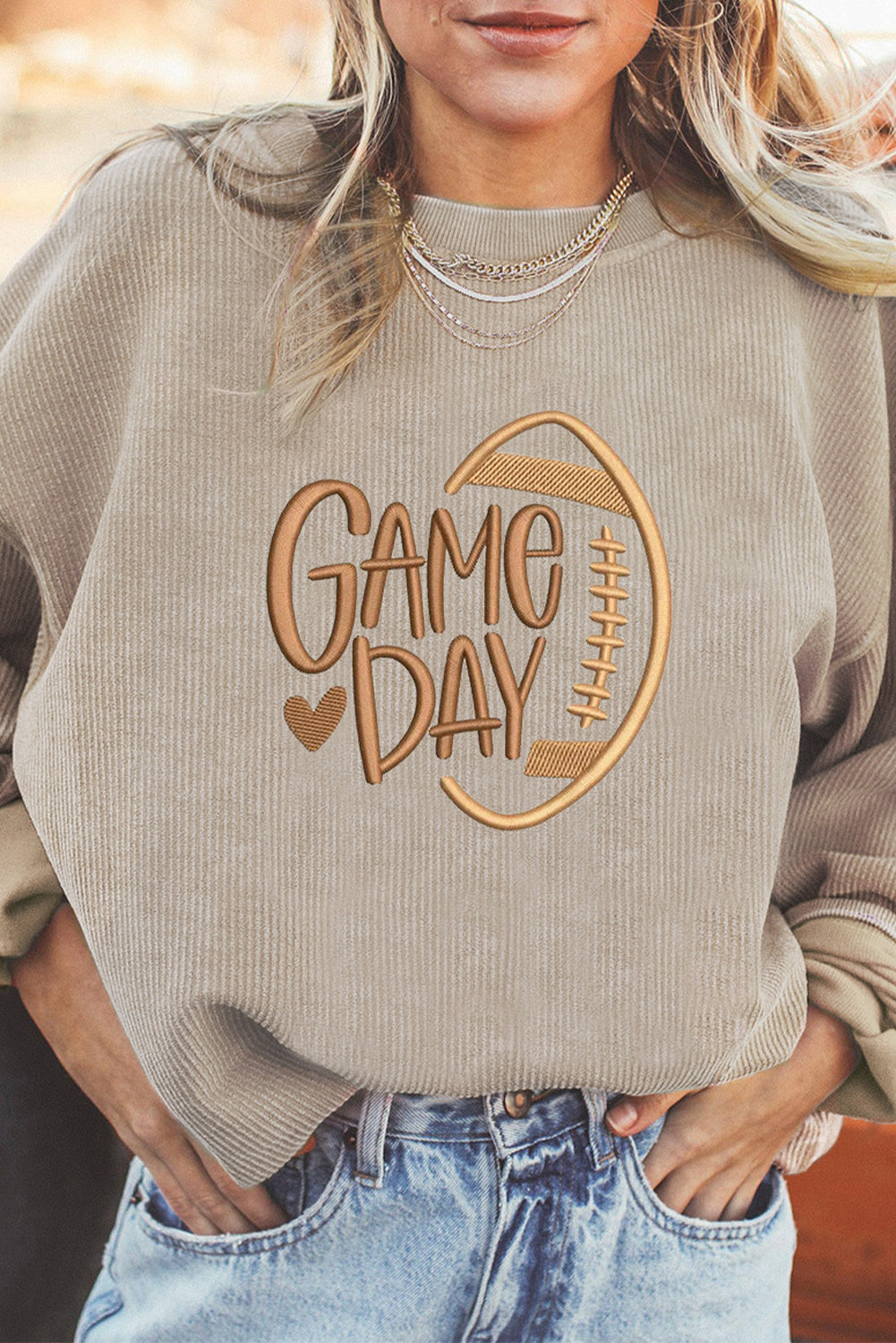 Game Day Ribbed Sweatshirt | Embroidered Graphic