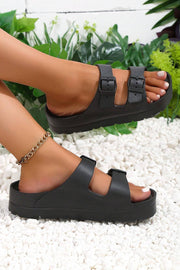 Dual Buckle Platform Sandals