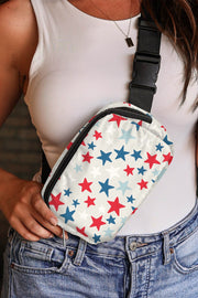 Star Print Crossbody Bag – White