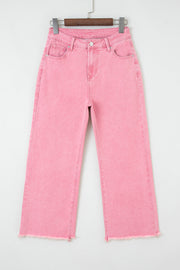 High-Rise Cropped Wide Leg Jeans – Acid Wash