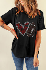 Football Heart Tee | Rhinestone Graphic