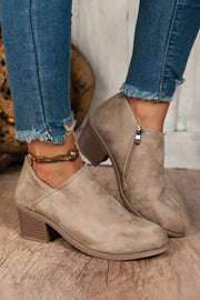 Tulip Cut Suede Ankle Boots – Gray