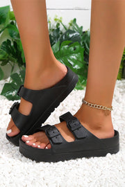 Dual Buckle Platform Sandals