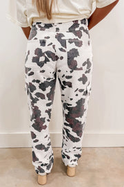 Cow Print Pocket Detail Jeans