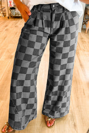 Vintage Check Wide Leg Denim