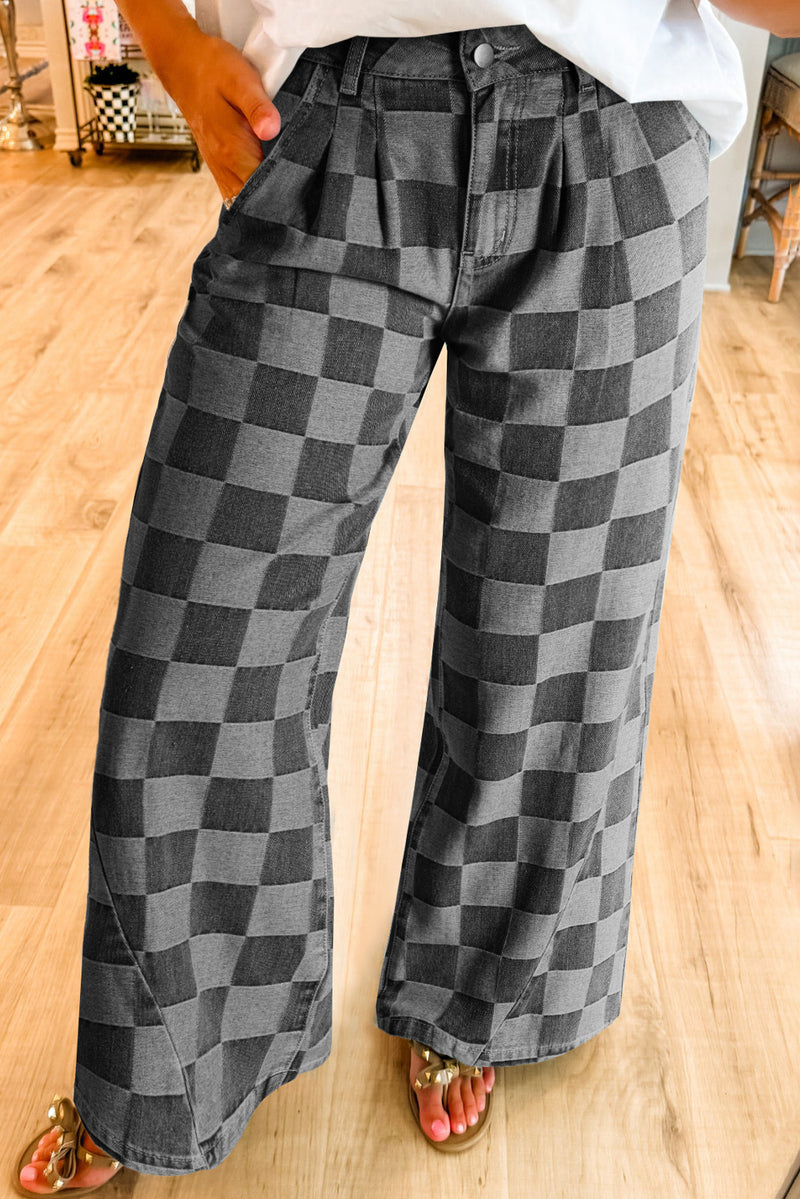 Vintage Check Wide Leg Denim