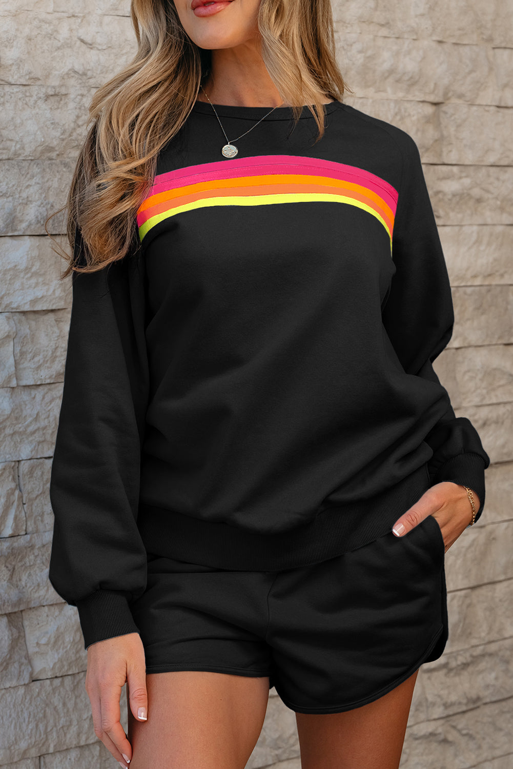 Black Striped Lounge Set