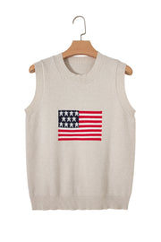 American Flag Sleeveless Knit Top – Parchment