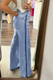 Contrast Stripe Wide Leg Jeans