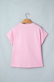 Leopard Bow Embroidered Tee – Pink