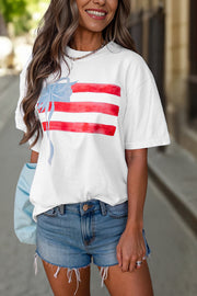Flag Bow Graphic Tee – White