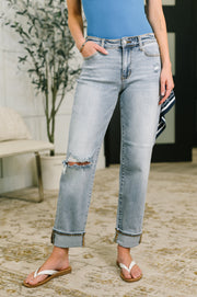 Judy Blue Alex Mid Rise Boyfriend Jeans with Bandana | Alex
