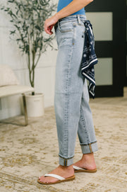 Judy Blue Alex Mid Rise Boyfriend Jeans with Bandana | Alex