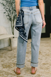 Judy Blue Alex Mid Rise Boyfriend Jeans with Bandana | Alex