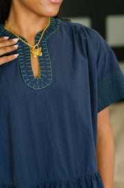 Navy Tiered Cotton Mini Dress with Pockets | Boot Scootin' Boogie
