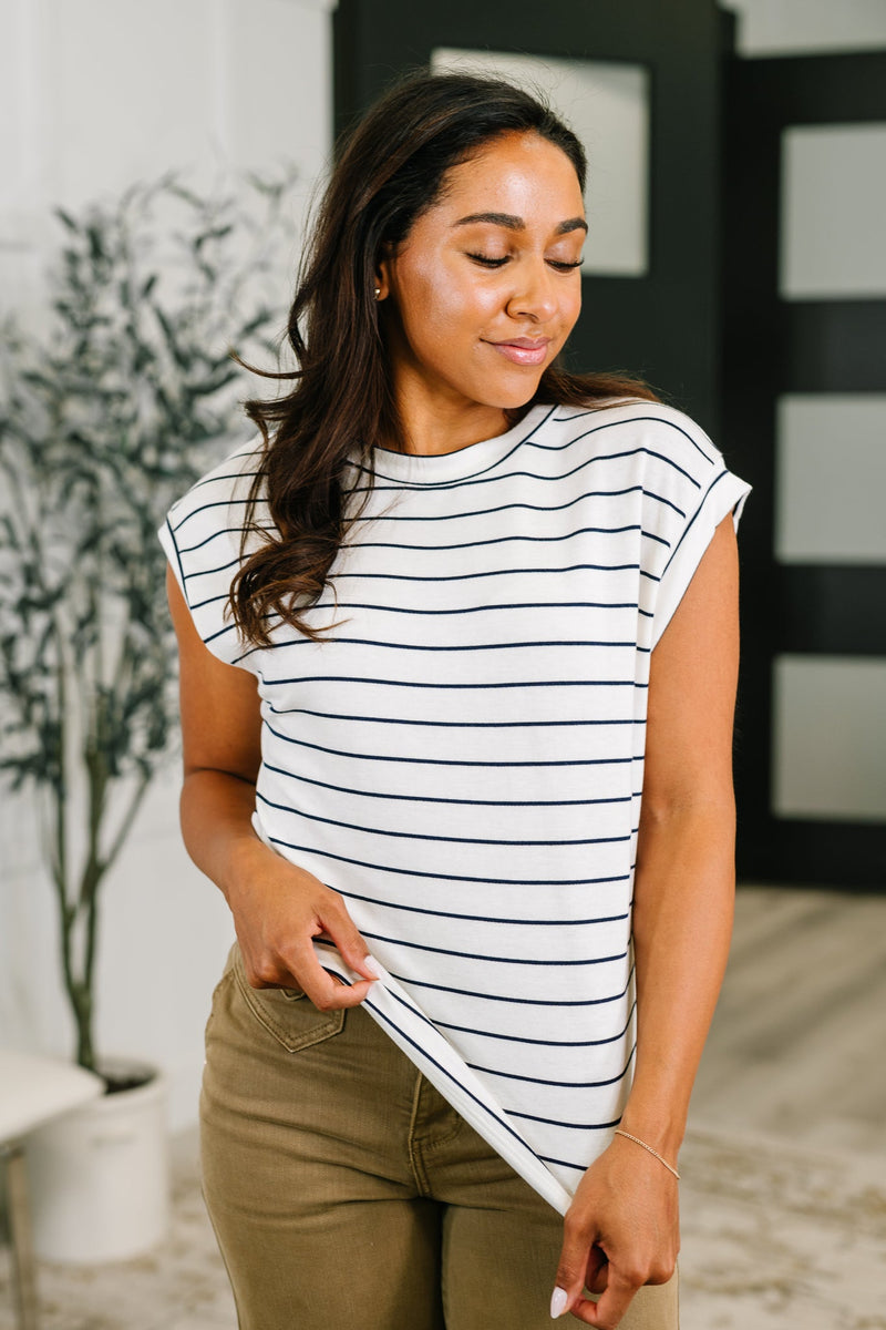 Striped Cap Sleeve French Terry Tee | Everything In Between