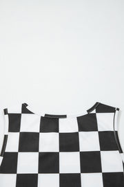 Checkerboard Slim Tank Top – Black