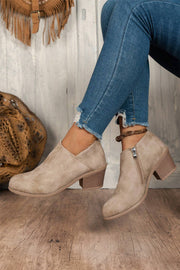 Tulip Cut Suede Ankle Boots – Gray