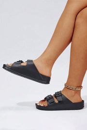 Dual Buckle Platform Sandals