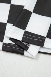 Checkerboard Slim Tank Top – Black