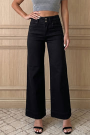 High-Rise Wide Leg Jeans – Black