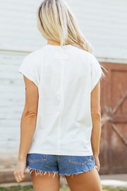 USA Color Block Dolman Tee – White