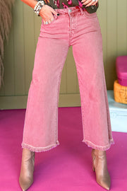 High-Rise Cropped Wide Leg Jeans – Acid Wash