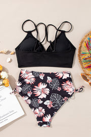 Ribbed High-Waist Bikini Set – Black