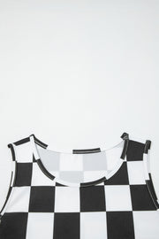 Checkerboard Slim Tank Top – Black