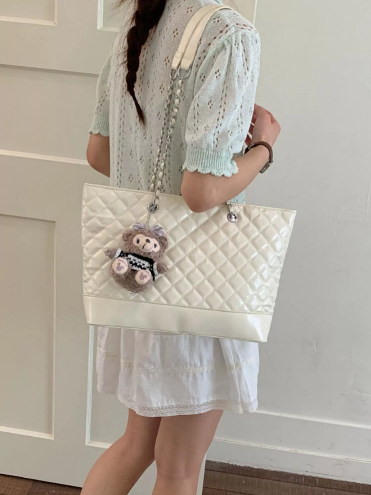 Everyday Luxe Quilted Shoulder Tote | Ivory