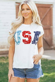 USA Color Block Dolman Tee – White