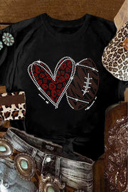 Football Heart Tee | Rhinestone Graphic